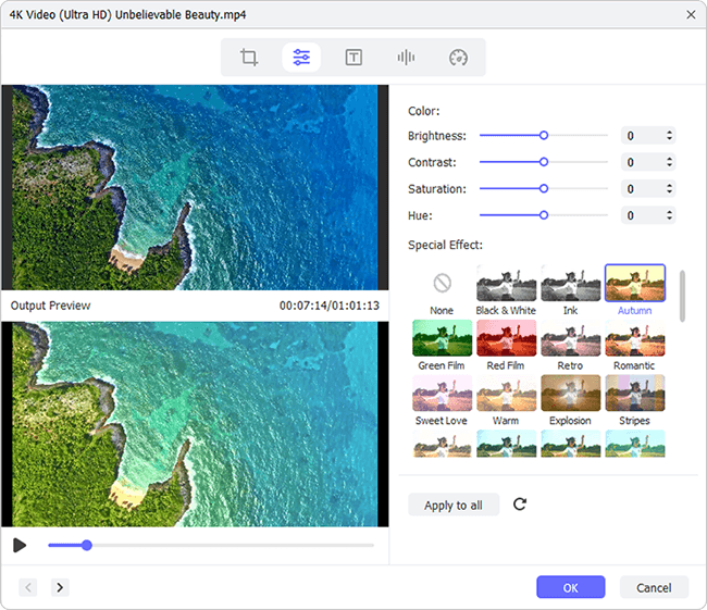 video editor interface