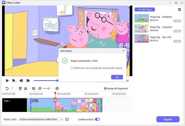 export video clips from same source