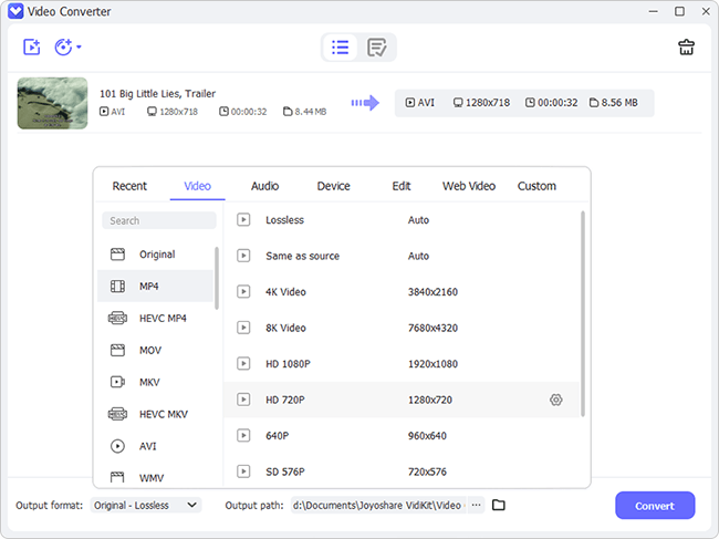 set video output format