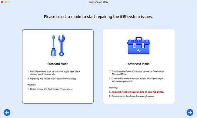choose standard mode to fix