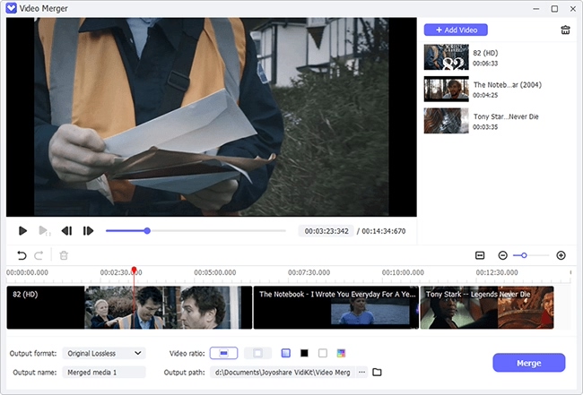 input mp3 files to joyoshare vidikit video joiner